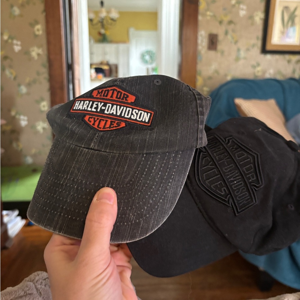Harley-Davidson Baseball Hat | Embroidered Logo | Black/Charcoal | Unisex Bundle